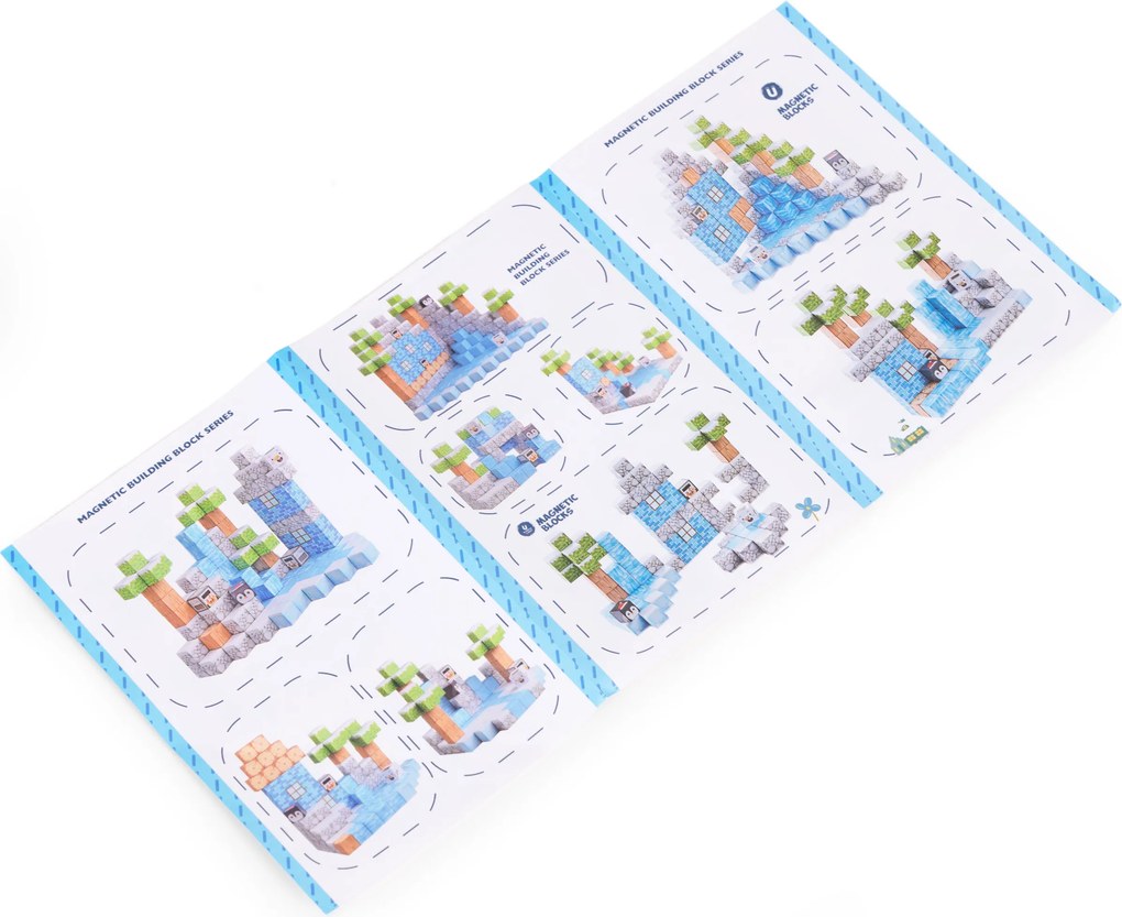MULTISTORE Magnetické stavebné kocky 97 dielov – farebný zimný vzor, stavebnica pre deti 3+