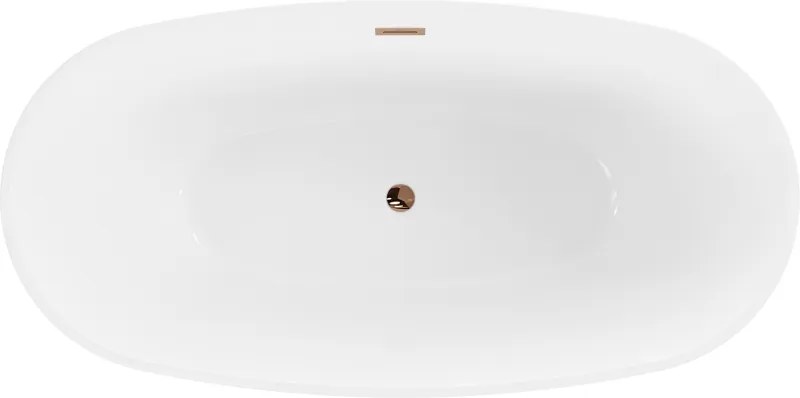Mexen Eris, voľne stojaca vaňa 170 x 80 cm, biela, ružové zlato prepad, 53441708000-60