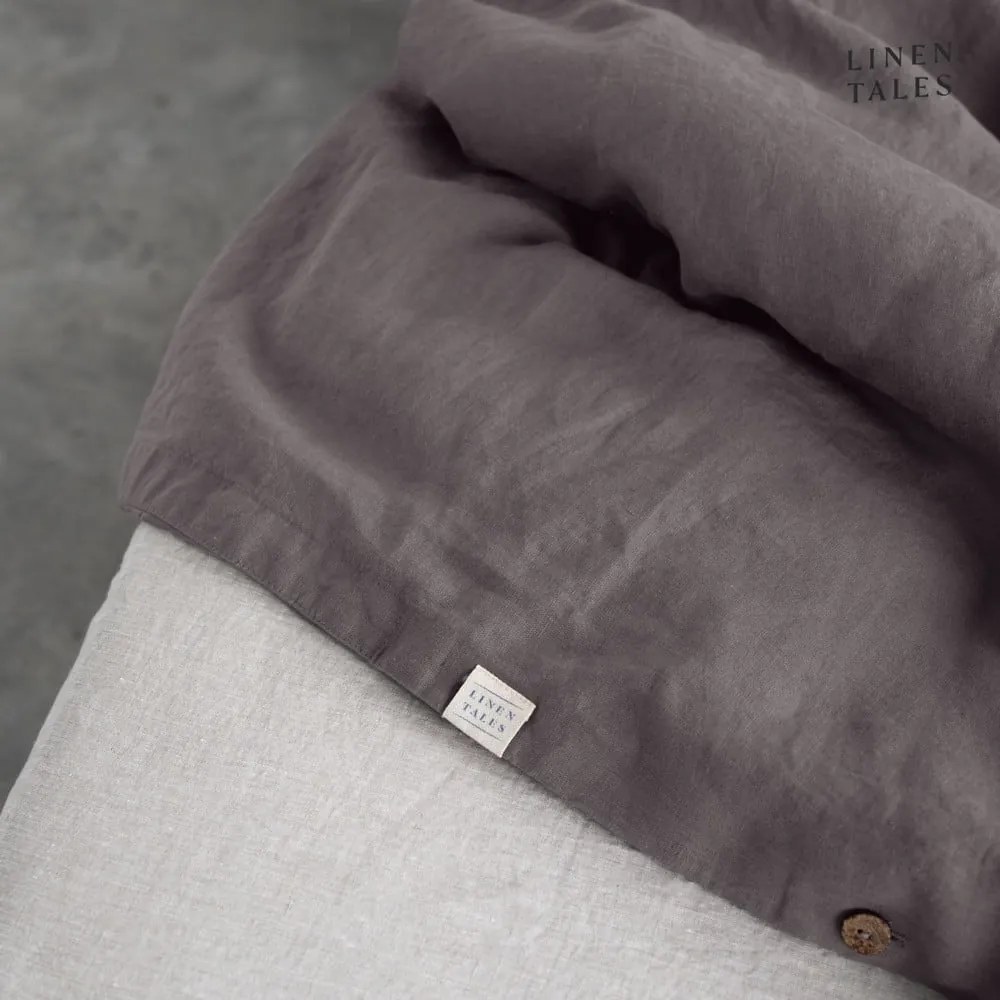 Tmavosivé ľanové obliečky na jednolôžko 140x200 cm - Linen Tales