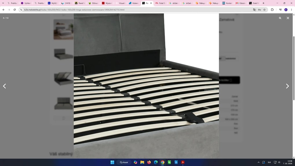Posteľ 140x200 TINGA Zamatová tmavosivá