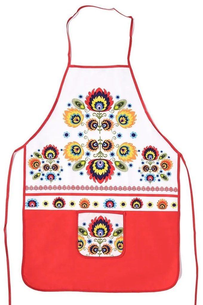 B-1 FOLK RED sada chňapka so zásterou