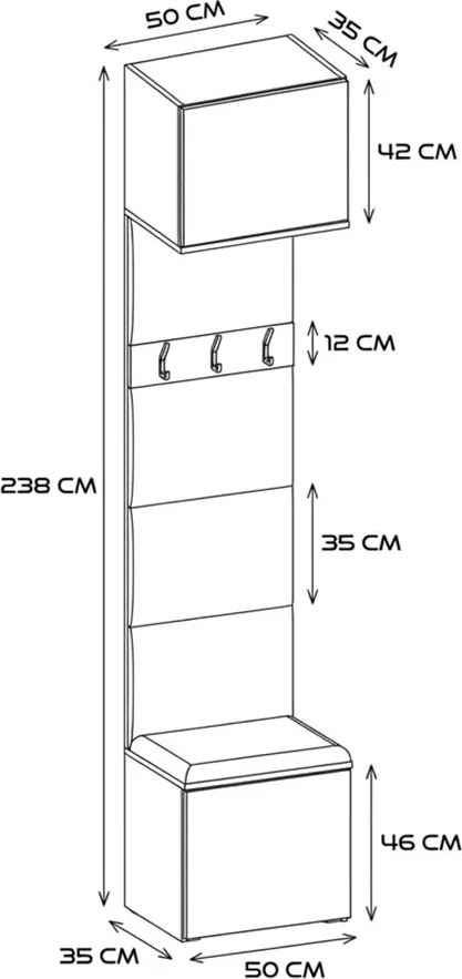 Předsíňová stěna HAGA 2W 100 cm bílá