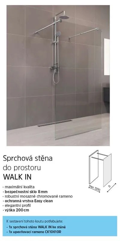 Mereo, Sprchová stena WALK IN, Novea, chróm ALU, sklo Line, MER-CK10602HL