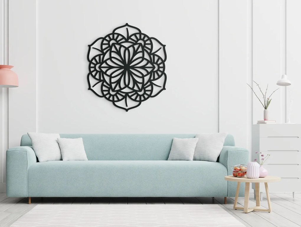 drevko Geometrická mandala na stenu Rozmer obrazu: 50 x 44,5 cm, Farba dekorácie: Čierna