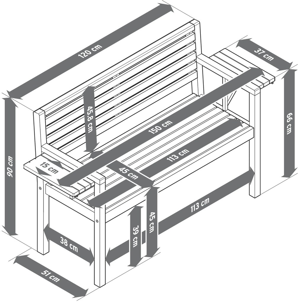 Záhradná lavička »Lenja« s výklopnými opierkami na ruky