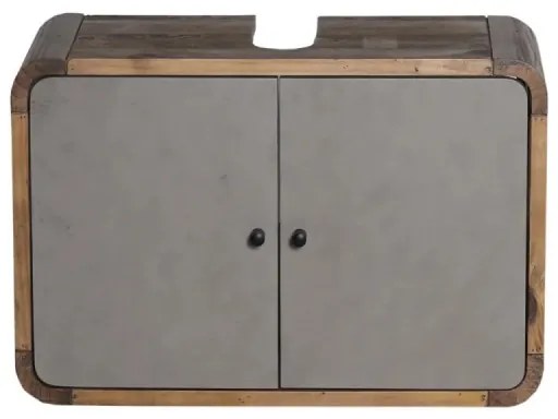 furniture-nabytek.cz - Masívna skrinka pod umývadlo Dinglová z recyklovanej borovice a MDF, lakovaná, prírodná / šedá – 67×30×45 cm