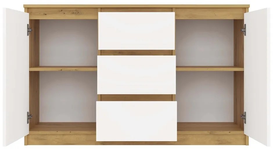 Komoda Malwa 2D3S 120 cm dub artisan/biela