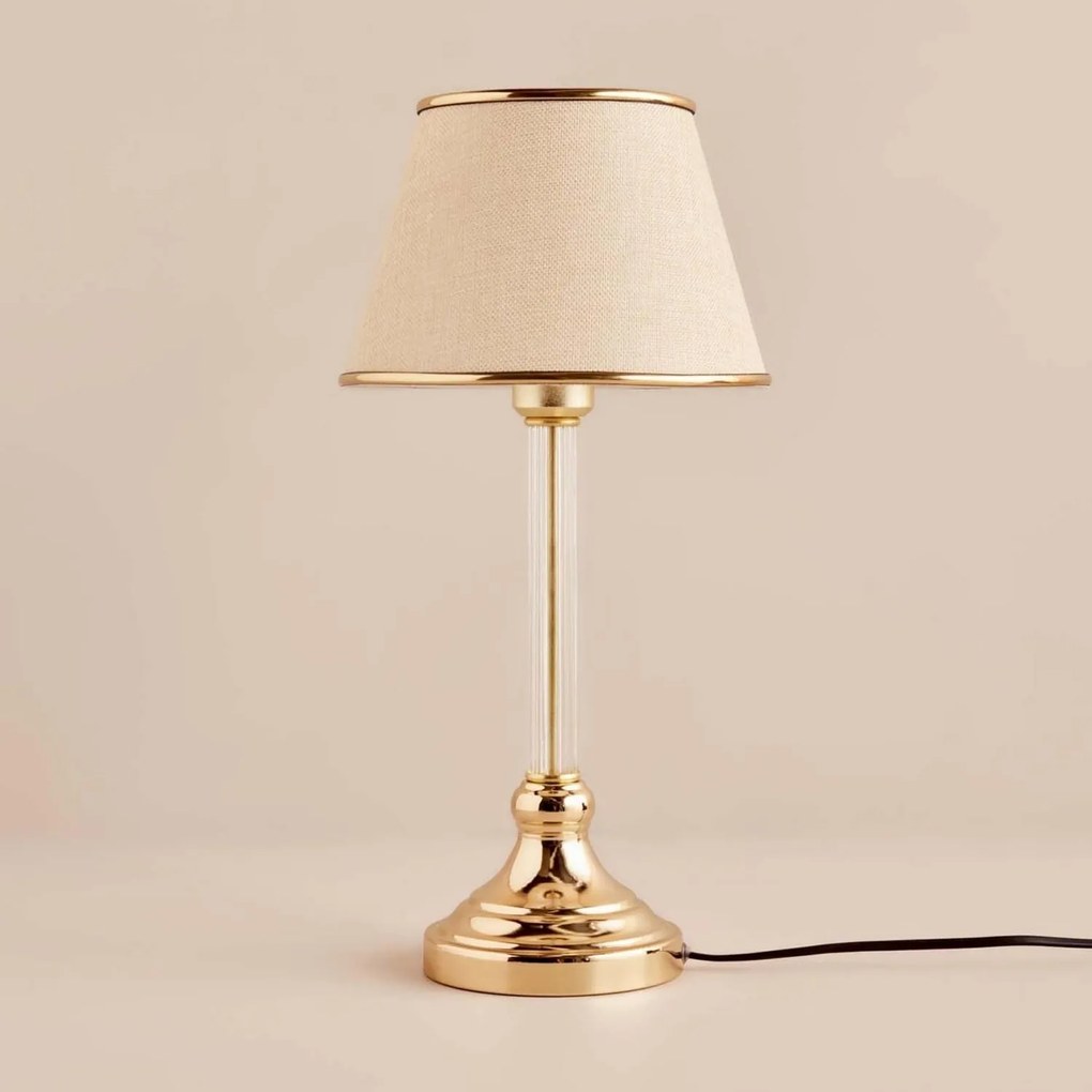 Stolní lampa Deni béžová/zlatá