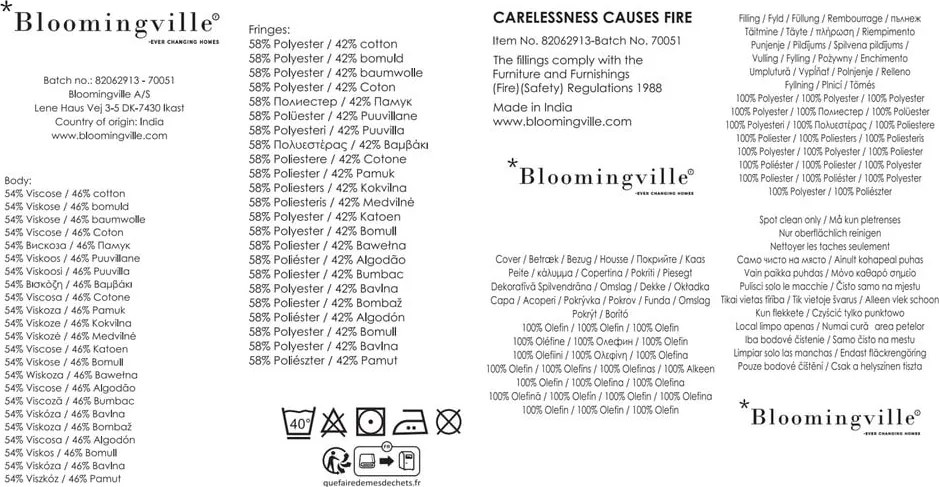 Dekoračný vankúš s prímesou bavlny 45x45 cm Eydis – Bloomingville