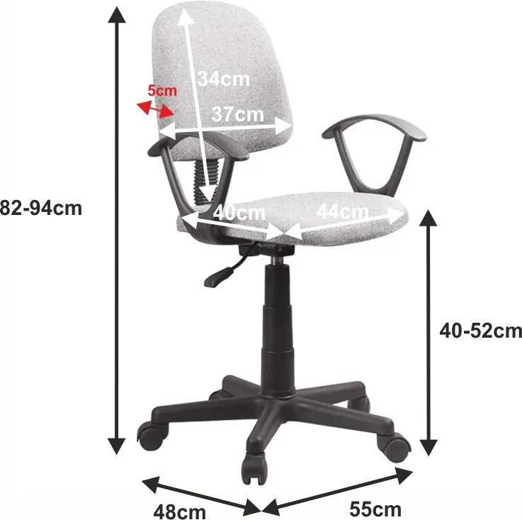 Kancelárska stolička s podrúčkami Tamson - sivá / čierna