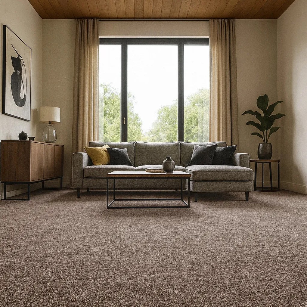 Spoltex, Metrážny koberec Artik New 120 hnedý, na mieru, šíře 1m,2m,3m,4m, hnedá, filc, chodba / predsieň