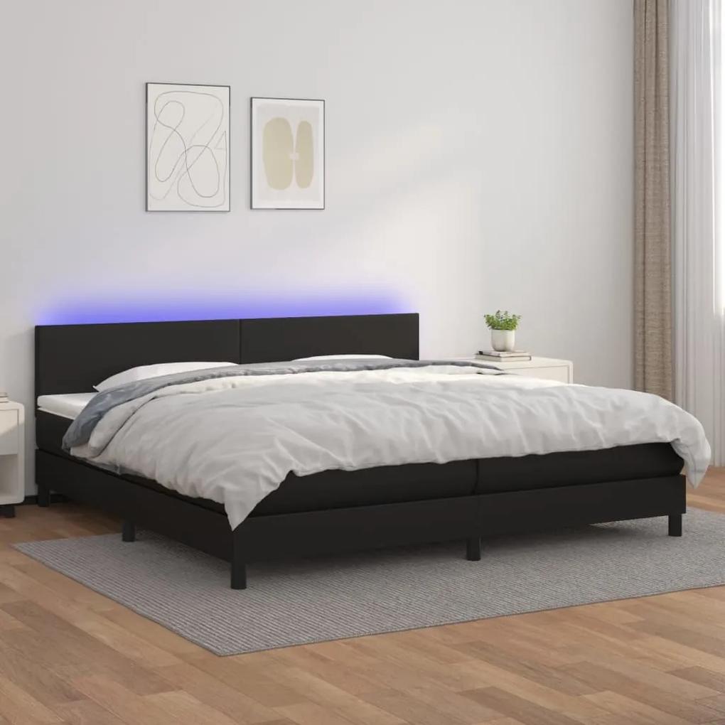 Boxspring posteľ s matracom a LED čierna 200x200 cm umelá koža 3134123