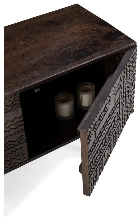 Tmavohnedý TV stolík z mangového dreva 145x48x40 cm Kalai – MOME