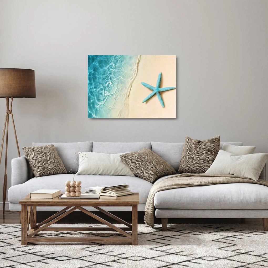 Sklenený obraz - Hviezdica na pláži (70x50 cm)