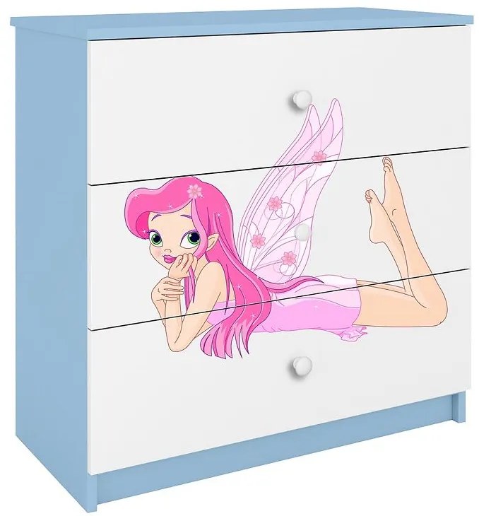 Detská komoda  Babydreams modrá – Víla 2