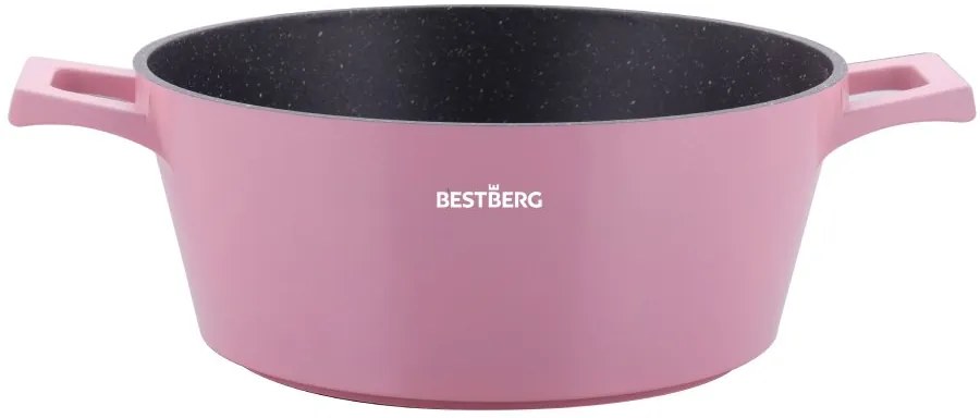 BestBerg BBN-1014P 14-dielna prémiová súprava riadu s nepriľnavým mramorovým povrchom / ružová