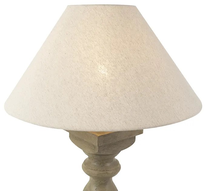 Rustikálna stolná lampa s ľanovým tienidlom béžová 50 cm - Hyssop