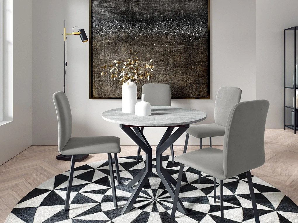 Jedálensky set so 4 stoličkami Kirtore M 90, Farby:: Amor Velvet 4311, Farby:: biela / čierna