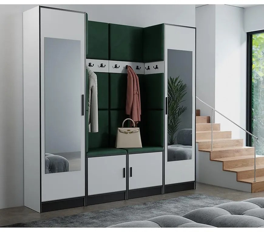 Predsieňový nábytok Roj 18 biely + Kronos 19 zelená