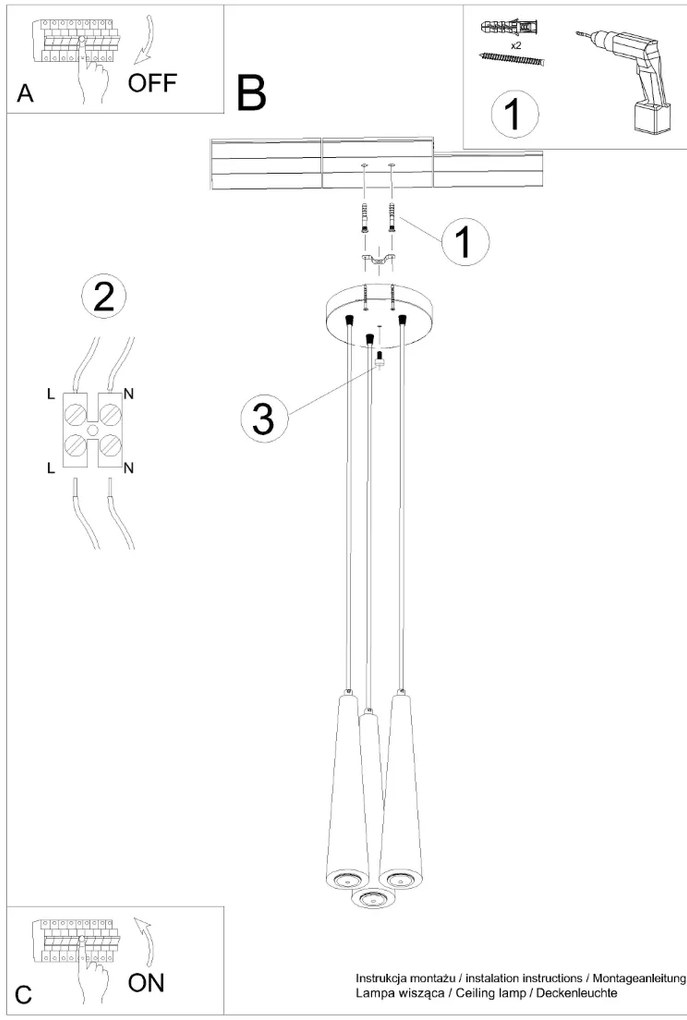 Závesné svietidlo Sula 3p, 3x drevené tienidlo