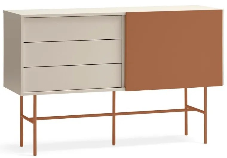 Nízka komoda s posuvnými dverami v béžovo-tehlovej farbe140x91 cm Nube – Teulat