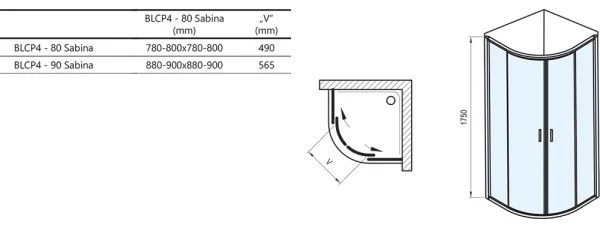 Ravak 3B240U40ZG - Sprchový kút štvordielny štvrťkruhový BLIX 80x80 cm satin
