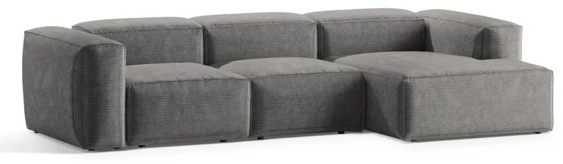 Svetlosivá menčestrová rohová pohovka (pravý roh/s leňoškou) Bergamo – Cosmopolitan Design