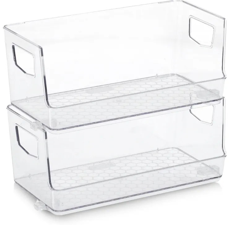 Stohovateľné úložné boxy, s otvorenou prednou hranou, 2 ks 26x13x20 COMPACTA
