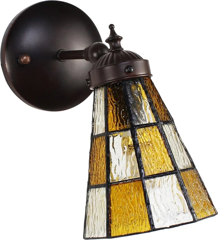 Závesná Tiffany lampa so žltými obdĺžnikmi Chessboa - 17*12*23 cm E14/max 1*40W
