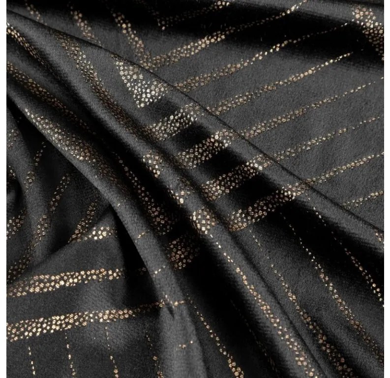 DECOREUM Mäkký záves z lesklého zamatu zdobený zlatou potlačou s geometrickým vzorom 140 cm x 250 cm čierna 100 % polyester Rozmer varianty: 140 cm x 250 cm, Farba varianty: čierna 98899