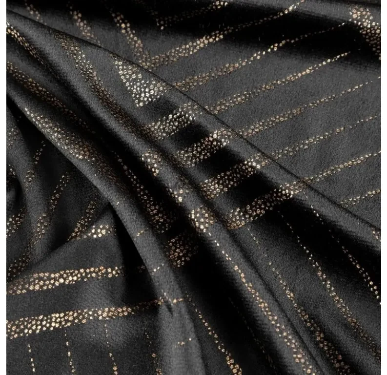 DECOREUM Mäkký záves z lesklého zamatu zdobený zlatou potlačou s geometrickým vzorom 140 cm x 250 cm čierna 100 % polyester Rozmer varianty: 140 cm x 250 cm, Farba varianty: čierna 98899