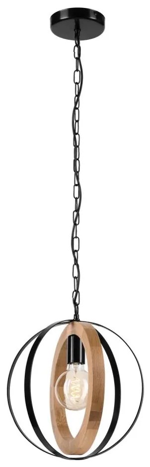 Lamkur Luster na reťazi ONDA 1xE27/15W/230V čierna/dub LA54025
