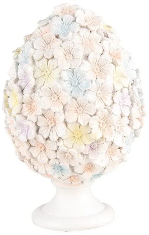 Pastelová dekorácia vajíčko z kvetov na podstavci - Ø 12*19 cm