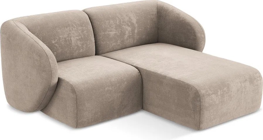 Svetlohnedá ženilková rohová pohovka (pravý roh/s leňoškou) Lani – Makamii