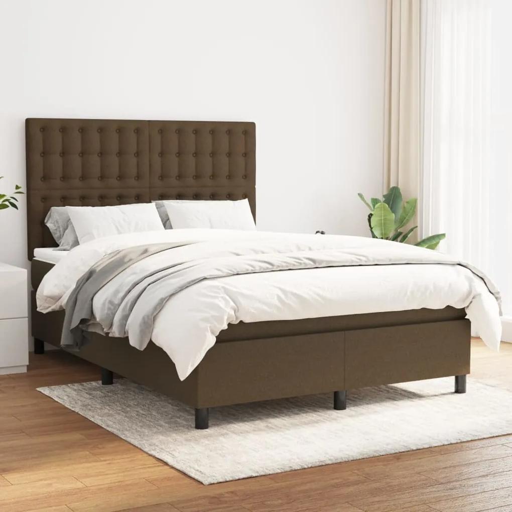 Boxspring posteľ s matracom tmavohnedá 140x200 cm látka 3142100