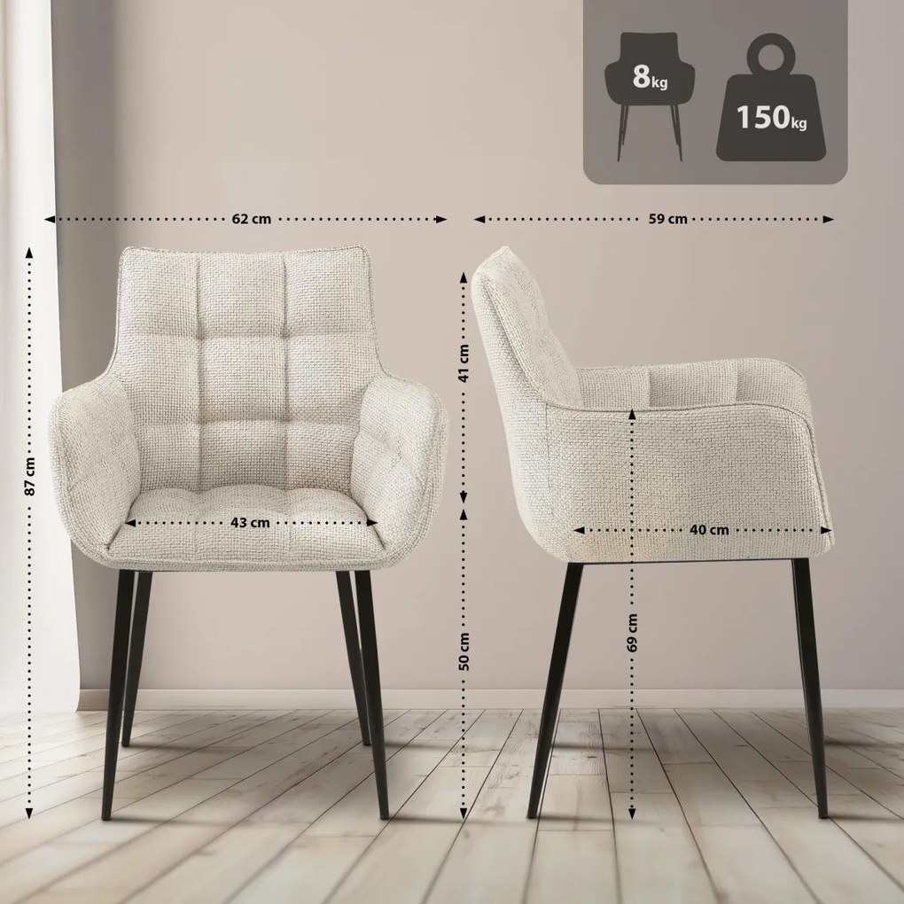 Stolička Tirana látka čierna - ivory