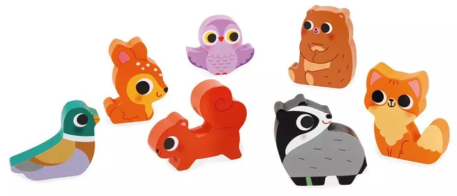 Drevené vkladacie puzzle 3D - Zvieratká z lesa