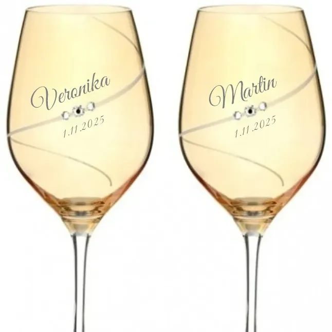 Dekorant Svadobné poháre na biele víno Silhouette City Amber s kryštálmi Swarovski 360 ml 2KS