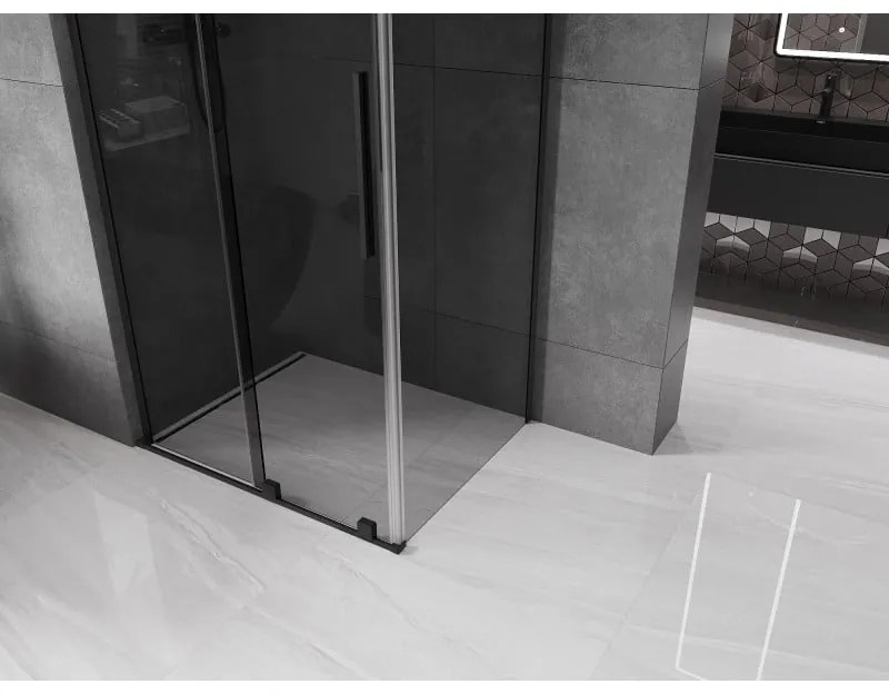 Mexen Velar L, sprchový kút s posuvnými dverami 120 x 100 cm, 8mm šedé sklo, čierna matná, 871-120-100-43-70