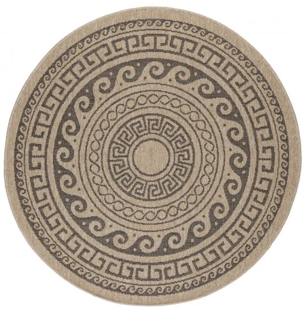 Šnúrkový koberec Comilla ornament béž-antracit, kruh