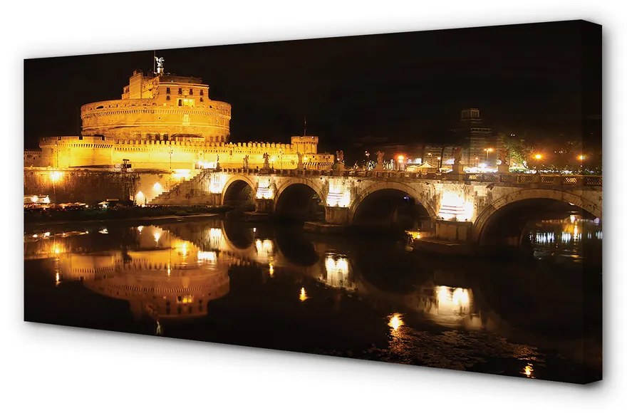 Obraz na plátne Rome River mosty v noci 100x50 cm