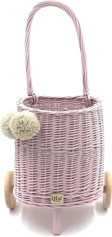 Prútený košík s rúčkou – detský ružový | Ručne vyrobený košík pre deti