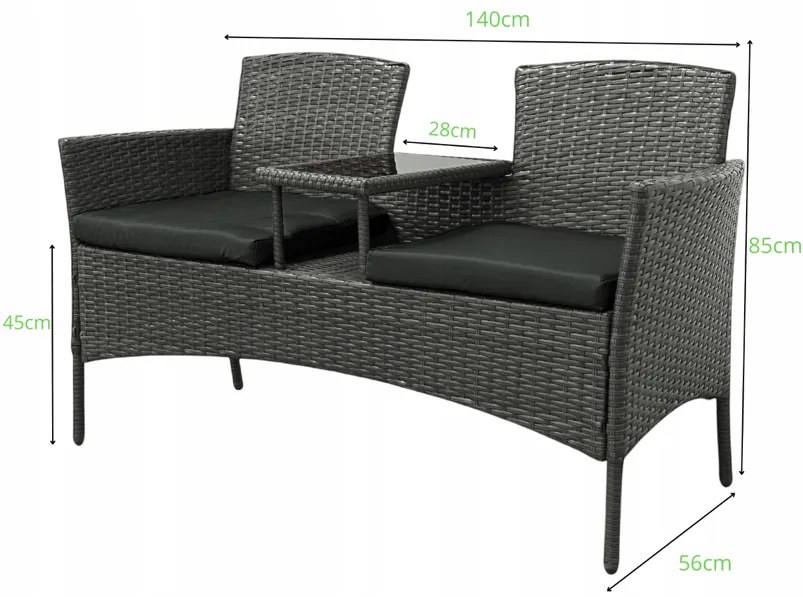 Záhradný ratanový set NM-03 - sivý + sivé vankúše