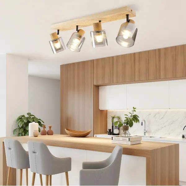 Brilagi - Bodové svietidlo HYGGE 4xE14/15W/230V kaučukovník/dymové