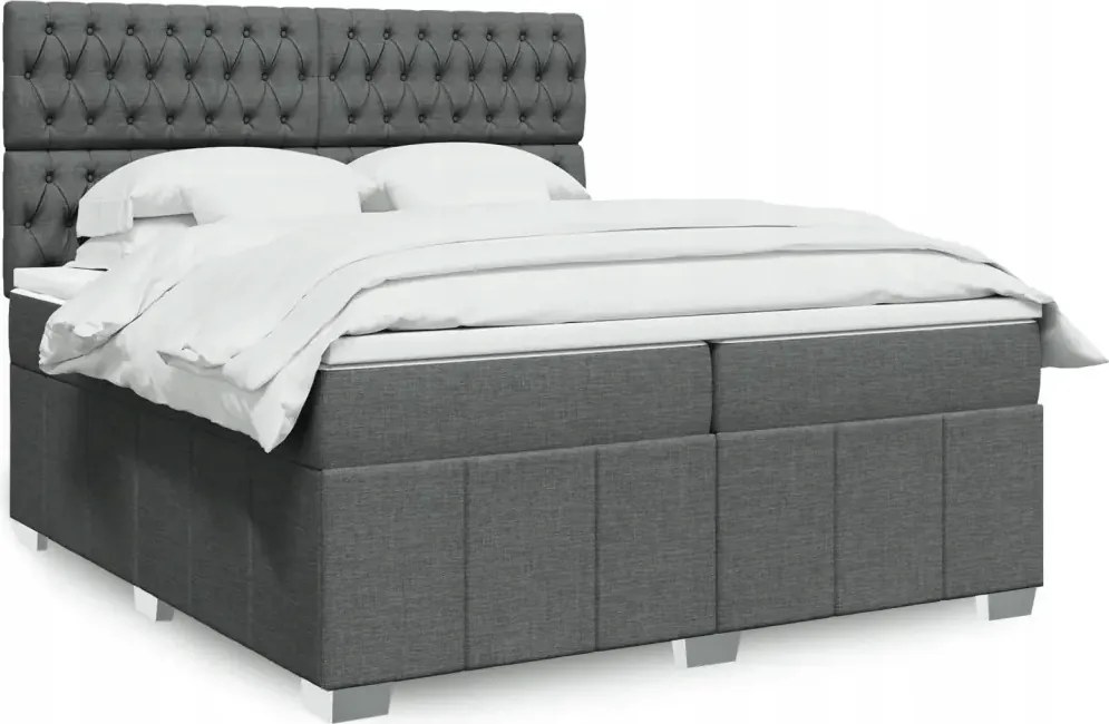 vidaXL Boxspring posteľ s matracom tmavosivá 200x200 cm látka