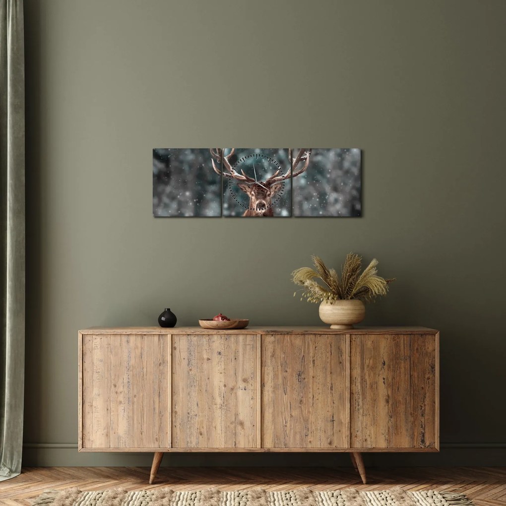Obraz - Majestátnosť jeleňa (s hodinami) (90x30 cm)