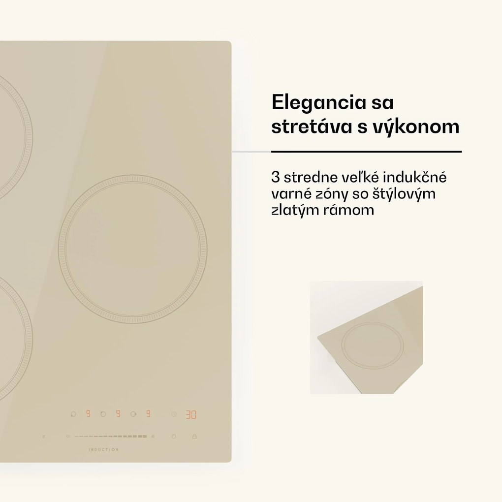 Klarstein Victoria indukčná varná doska, 45 cm, 6 600 W, 3 varné zóny, ovládanie posuvníkom, boost