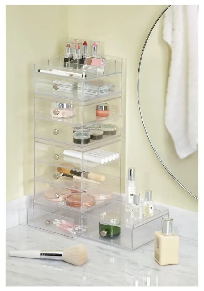 Transparentný organizér 3 zásuvkami iDesign Drawers, výška 18 cm