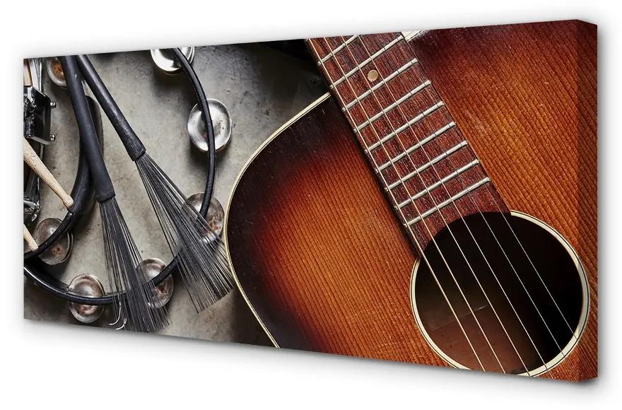 Obraz canvas Gitara Mikrofón tyčinky 125x50 cm