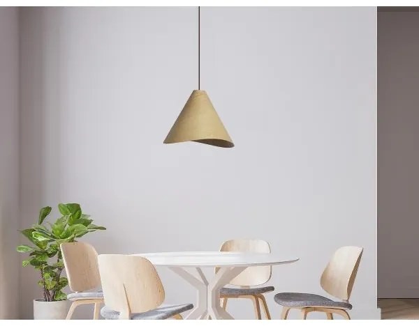 Drevený luster na lanku 1xE27/60W/230V pr. 33 cm masív/dub/kaučukovník